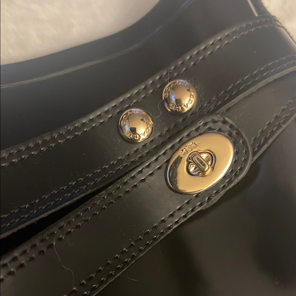 COACH TARA Black Rain rubber Boots with turn lock detail - Picture 2 of 12